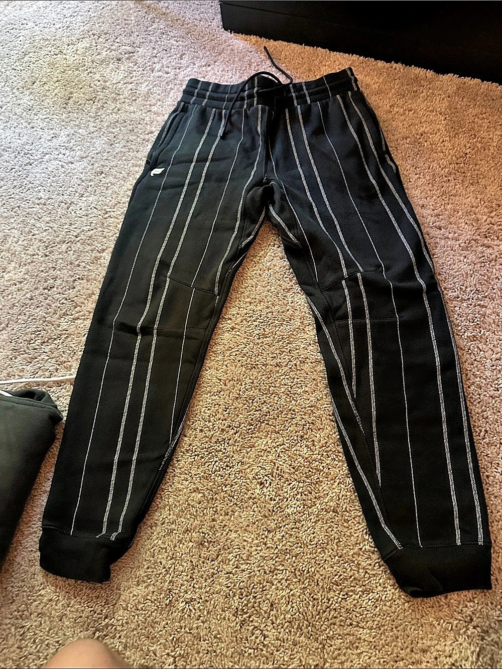 Fabletics Men's Black & White Striped Jogger Pants